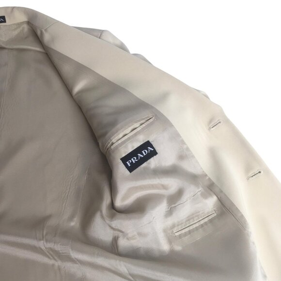 Prada Blazer Mens 44 Large  Cream Beige Two Button  Designer Jacket Italy - Picture 8 of 16